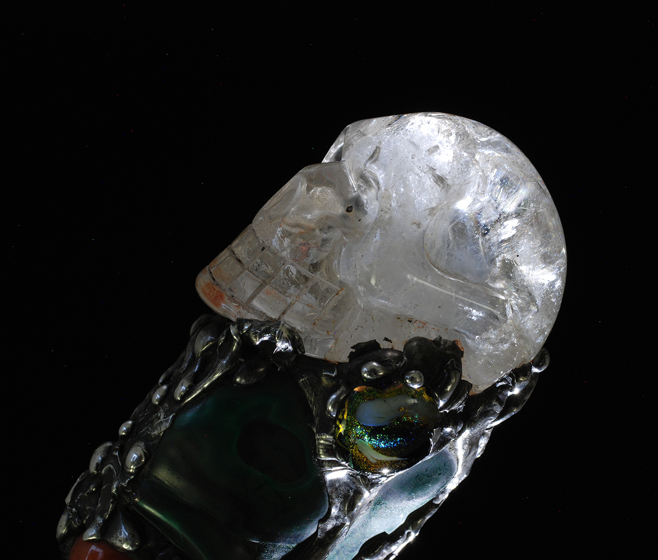 Golden Lemurian Crystal Skull Power Wand - Click Image to Close